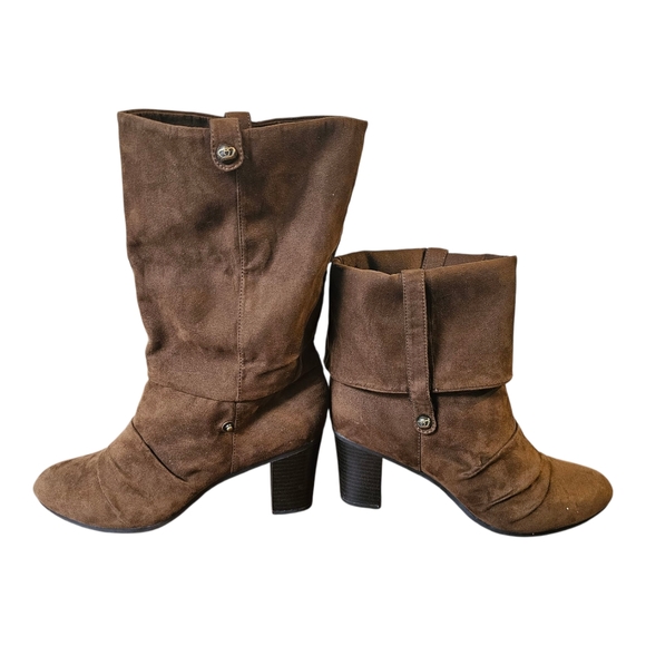 Kathy Van Zeeland Chocolate Heeled Boots - Picture 1 of 7